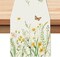 Floral Table Runner 13x72 Inch Yellow White Wildflowers Plant Butterfly Spring Summer Kitchen Dining Table Decoration for Indoor Outdoor Home Party Decor